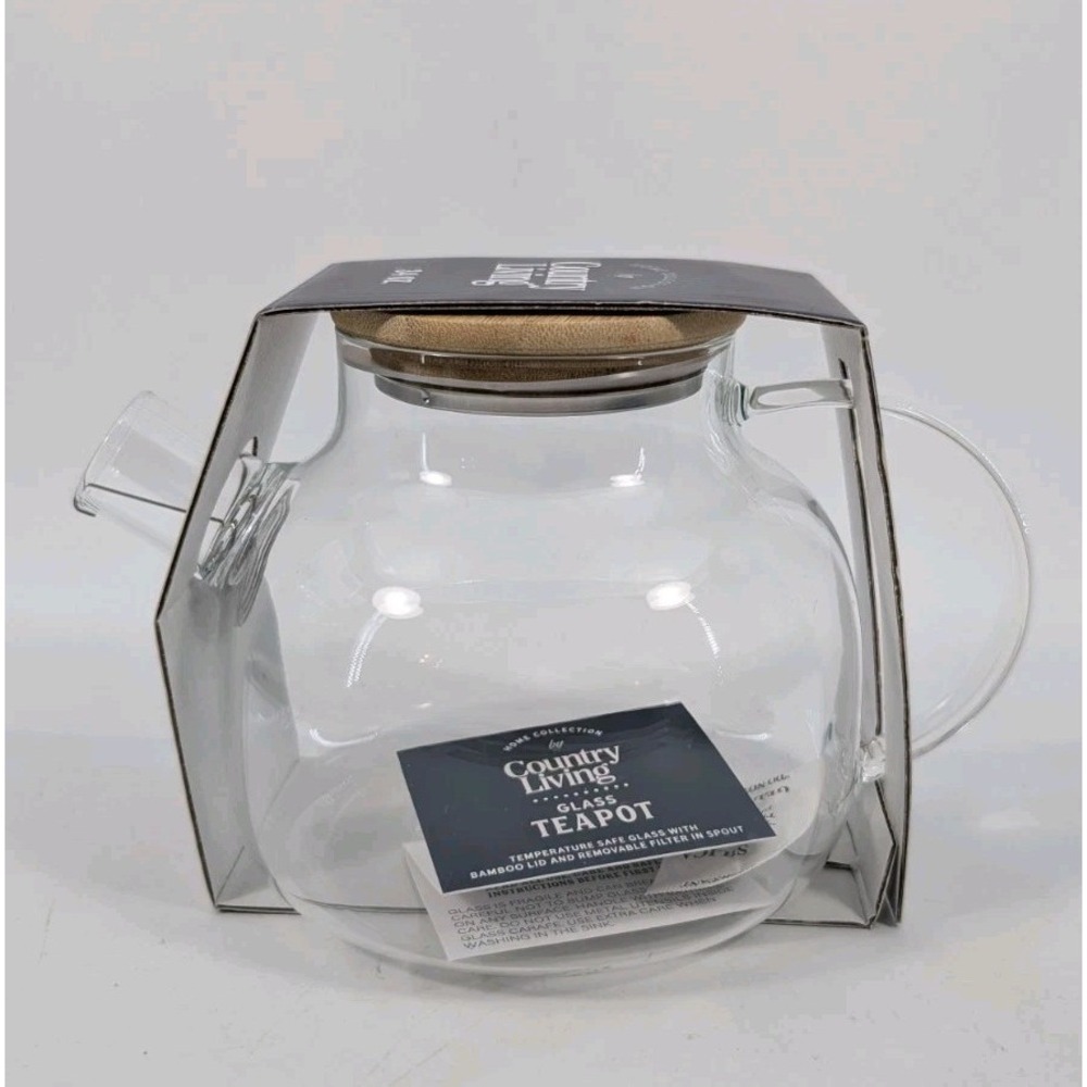 Home Collection by Country Living Glass Teapot with filter - 34oz‎ - NEW